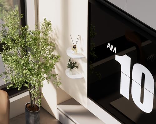 Solid Wood Half Round Floating Wall Shelves Elegant White Shelves for Home Decor