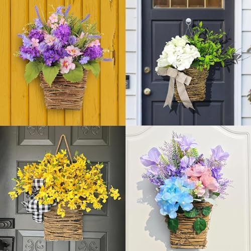 Cream Hydrangea Door Wreath Basket Hanger