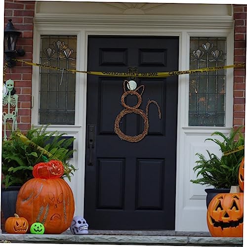 Wakauto Cat Halloween Rattan Wreath Door Decor