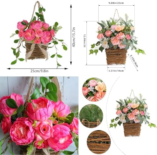 Cream Hydrangea Door Wreath Basket Hanger 1