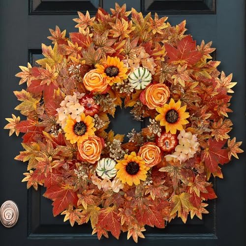 28 Inch Fall Wreath for Front Door and Porch