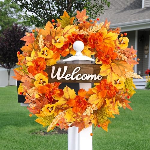 24 Inch Fall Wreath Front Door Decor