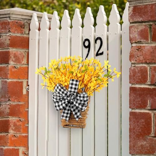 Hydrangea Door Wreath with Artificial Flowers and Rattan Basket 1