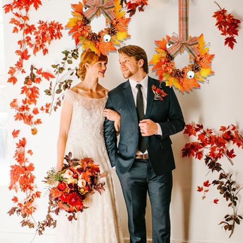 Small Fall Wreath - 2PCS 9 Inch Mini Thanksgiving Decor