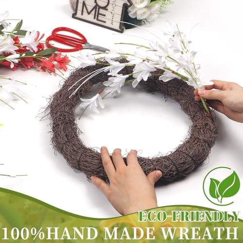 White Forsythia Door Wreath 24 Inch Decor