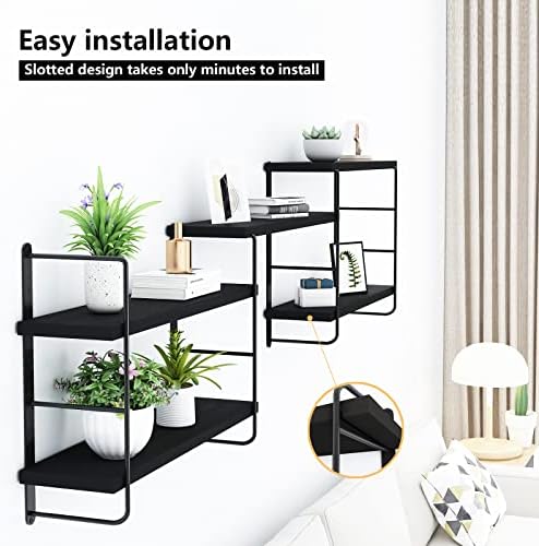 MXCSE Floating Shelves 5pcs Black Wall Mount