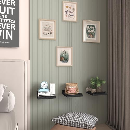 Small Floating Shelf 6x6 Inches Set of 3 Black