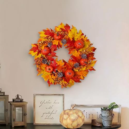 DiliComing Fall Wreath Front Door Decor - 20 Inch