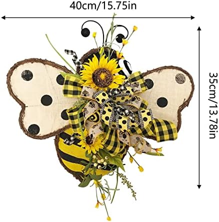 Sunflower Wreath Bee Garland Decor for Front Door