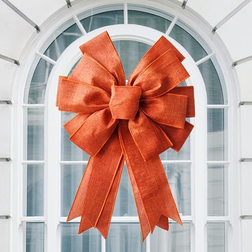 Large Fall Bow Wreath Thanksgiving Decor Orange