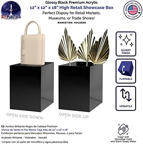 Glossy Black Acrylic Display Box with One Open Side