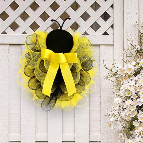 14 Inch Bees Welcome Wreath Spring Door Decor