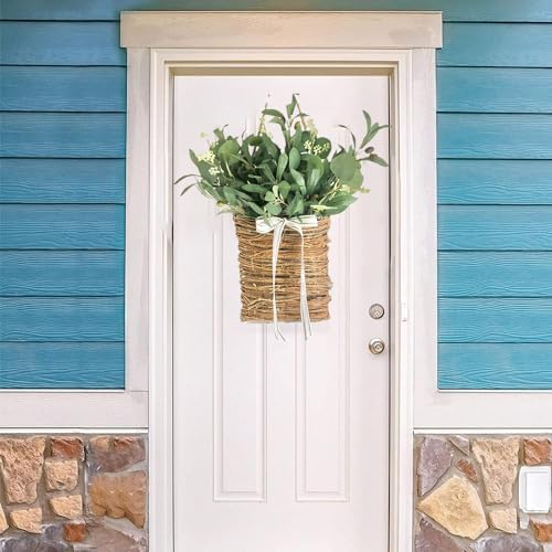 Lavender Artificial Flowers Basket Wreath for Front Door