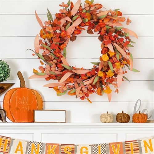 Artificial Wreath Door Hanger for Harvest Festival and Thanksgiving Decor