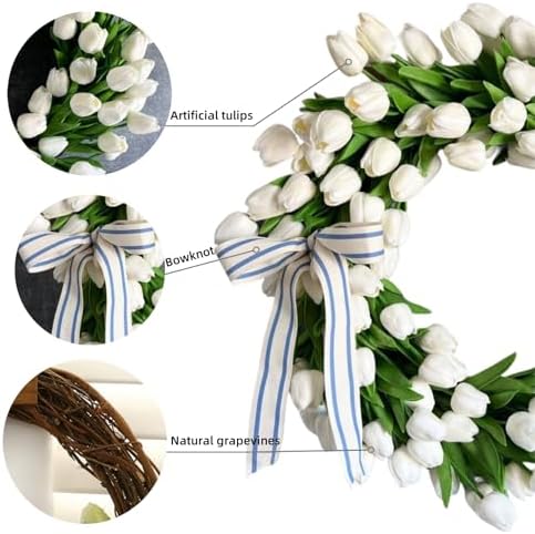 Lippbest Spring Wreath Front Door 16 Inch Garland