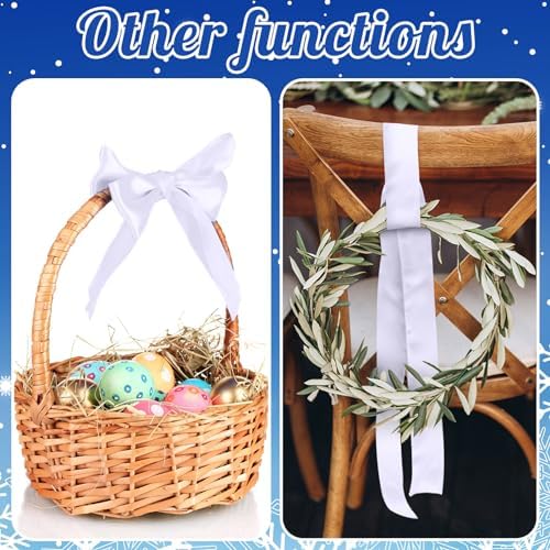 2 Pcs White Wreath Sash for Front Door Decor