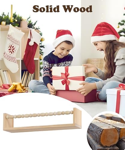 Nursery Book Shelves Set of 4 Natural Wood Floating Shelves for Wall