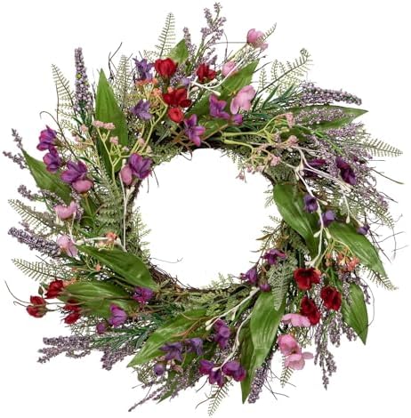 Briful 18 Inch Artificial Lavender Wreath