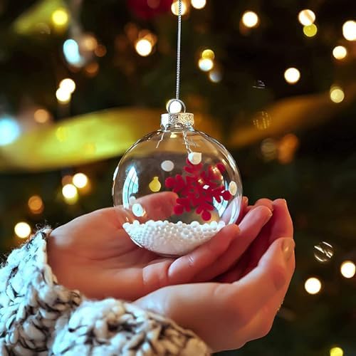 Wioilyoy 20PCS Clear Decorative Balls - Refillable 236 Inch Silver Wire