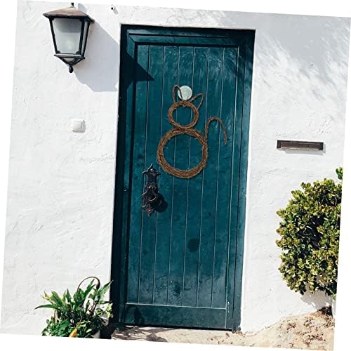 Cabilock Cat Shape Wreath Halloween Decor Front Door Wall Hanging Ornament