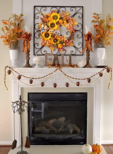 WANNA-CUL 16 Inch Fall Wreath Decor for Front Door