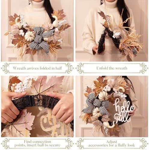 Valery Madelyn 22 Collapsible Fall Wreath with Lights