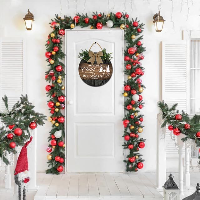 Christmas Ornament Door Hanger 12 Inch Wooden Welcome Wreath