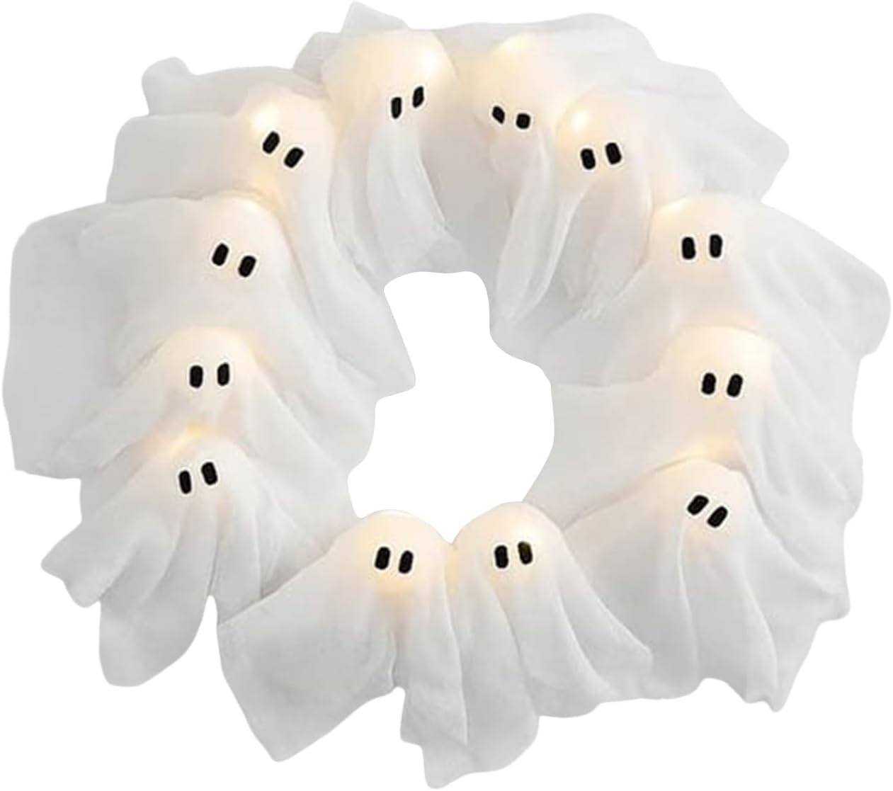Spooky Light-Up Ghost Wreath for Front Door