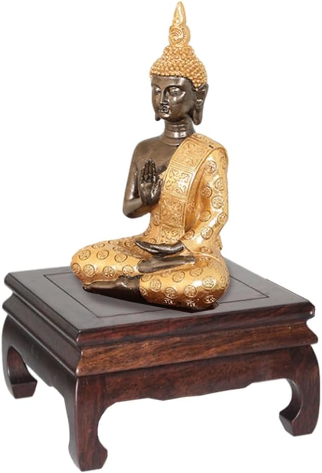 GOLDYWENDY Vintage Square Rosewood Base Tall Display Vase