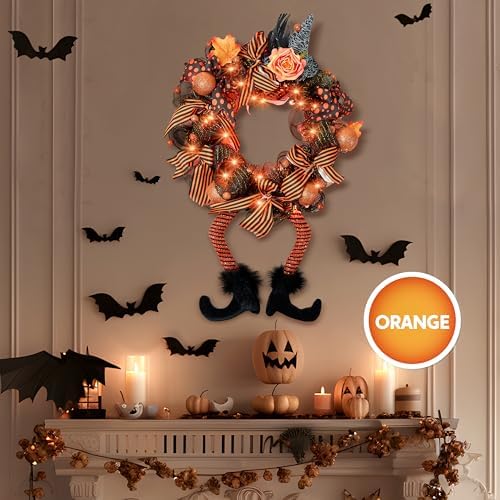 Joiedomi Halloween Wreath with 50 LED Lights