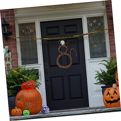 Cat Shape DIY Rattan Wreath for Halloween Decor