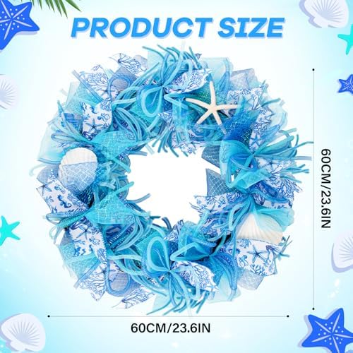 24 Inch Coastal Wreath with Starfish and Scallops Shell