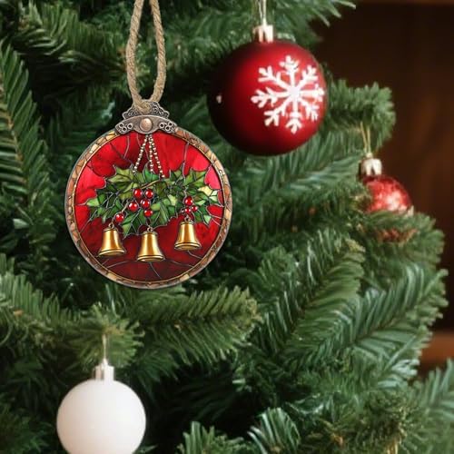 Golden Bell Stained Glass Christmas Suncatcher Decorations