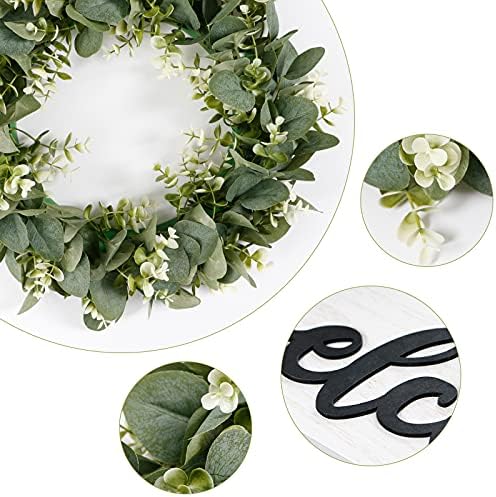 Dremisland 16 Inch Artificial Eucalyptus Wreath with Welcome Sign