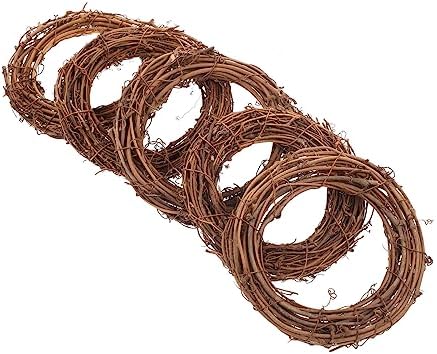 Sosoport 5Pcs Rattan Wreath Rings for Christmas and Holiday Decor