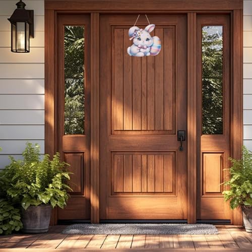 Wooden Bunny Wreath Door Dcor Multi-Seasonal Welcome Accessory
