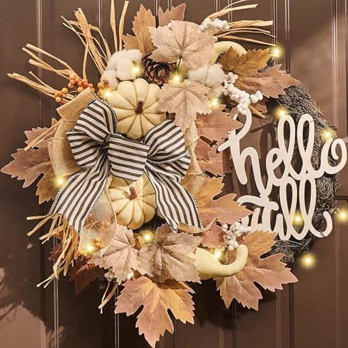 Valery Madelyn 22 Collapsible Fall Wreath with Lights