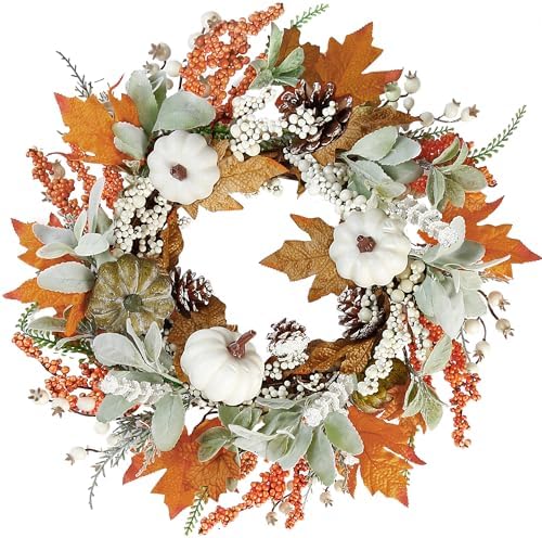 Sggvecsy 20 Inch Autumn Front Door Wreath