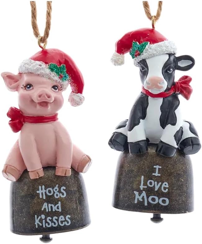 The Bridge Collection Farm Bell Ornaments Set of 2