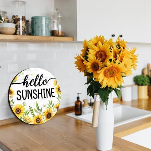 Artinme Summer Decor Wreath 12x12 Inch Hello Sunshine