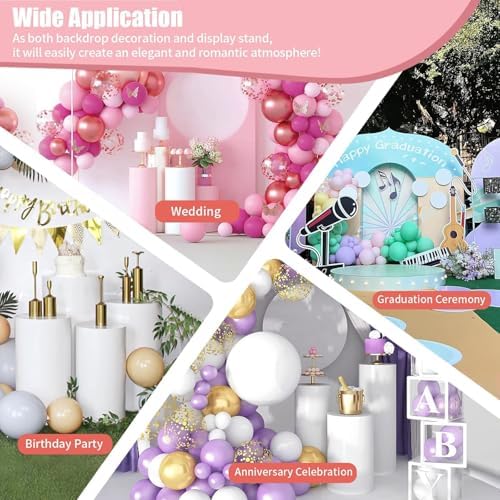 White Cylinder Display Pedestals for Party 3PCS