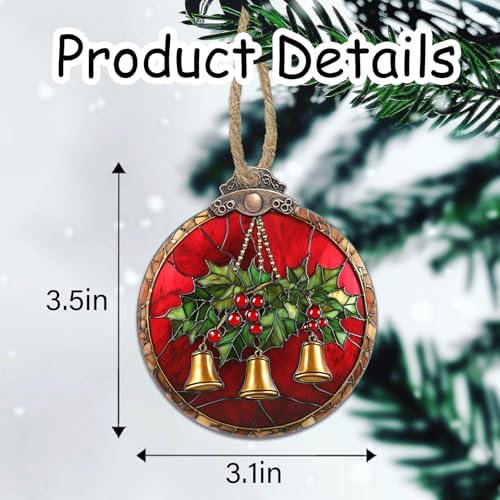 Golden Bell Stained Glass Christmas Suncatcher Decorations