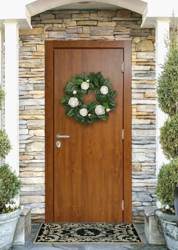 20 Inch Artificial Camellia Wreath for Front Door