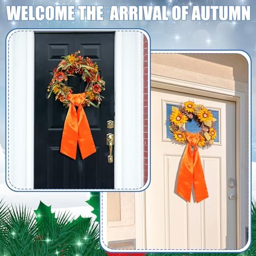 Orange Wreath Sash for Front Door Holiday Decor