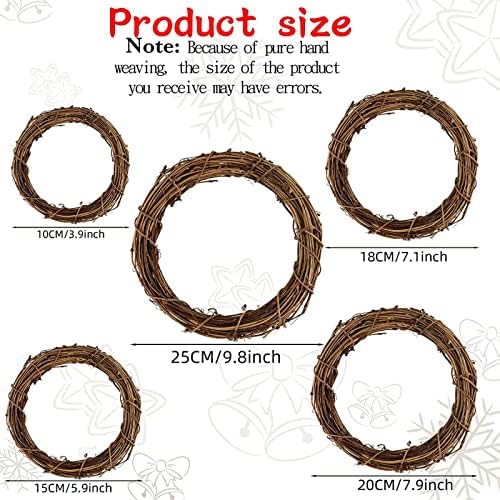 2 Pcs Natural Grapevine Wreaths for DIY Decorations