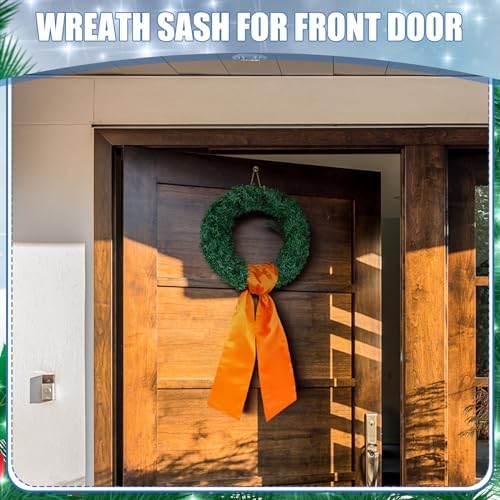 Orange Wreath Sash for Front Door Holiday Decor