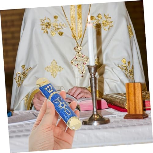 Metal Mezuzah Case with Door Scroll and Bible for Home Decor