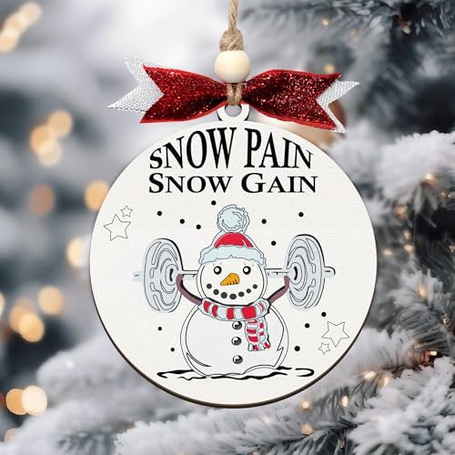 Snow Pain Snow Gain Dumbbell Gym Christmas Ornament 2024