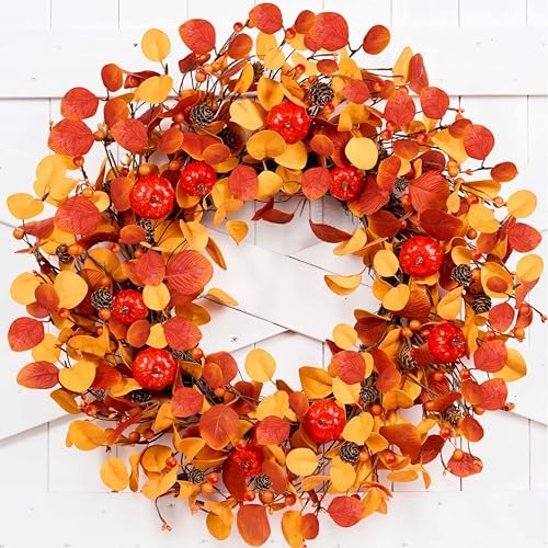 22 Inch Artificial Fall Wreath for Front Door