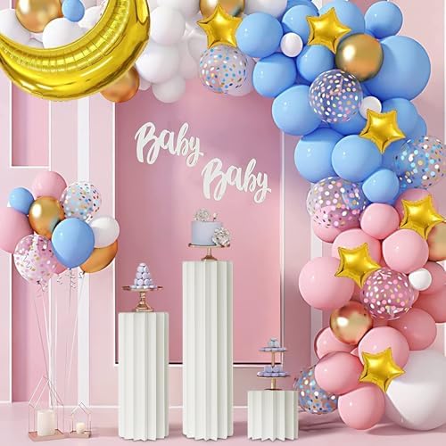 3 Pcs White Cylinder Stands for Party Display